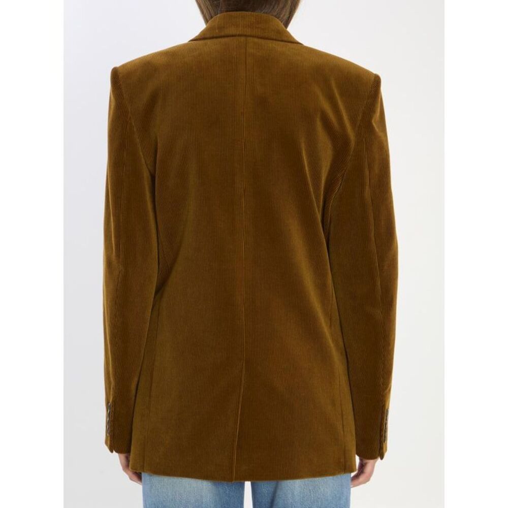 SAINT LAURENT Double-Breasted Corduroy Blazer Women BROWN Coats & Jackets - Picture 4 of 4